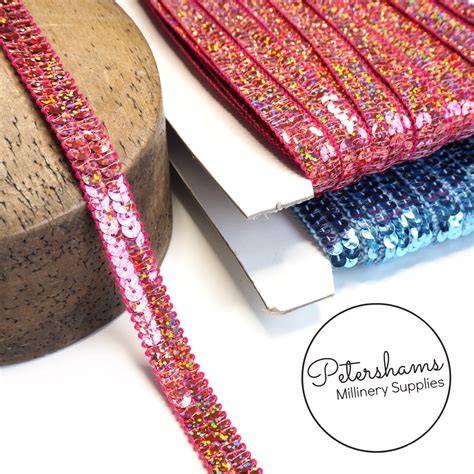 15mm Double Row Knitted Sequin Trim 1m Petershams Millinery Supplies