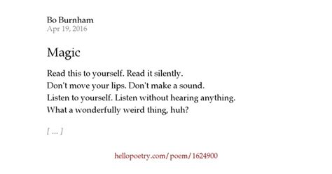 Magic By Bo Burnham Hello Poetry