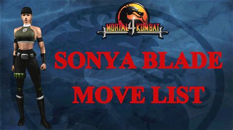 Mortal Kombat 4 Sonya Blade Move List Youtube