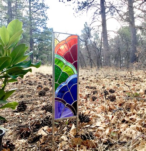 Rainbow Stained Glass Garden Stake 2 Sizes Available Stained Glass