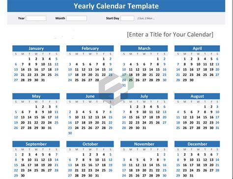 Year At A Glance Free Excel Templates And Dashboards