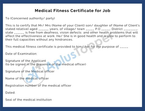 Medical Fitness Certificate Samples Guidelines Contents And Templates