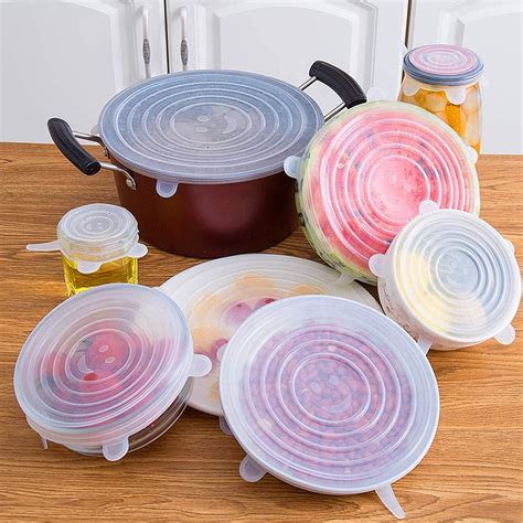 Silicone Stretch Lids 6 Pack To Keeping Food Fresh Reusable Durable
