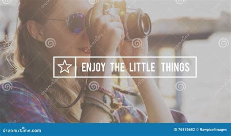 Enjoy The Little Things Enjoyment Happiness Joy Concept Stock Photo