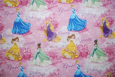 Disney Princess Tiana Cinderella Belle Rapunzel Quilting Cotton Fabric Sc06