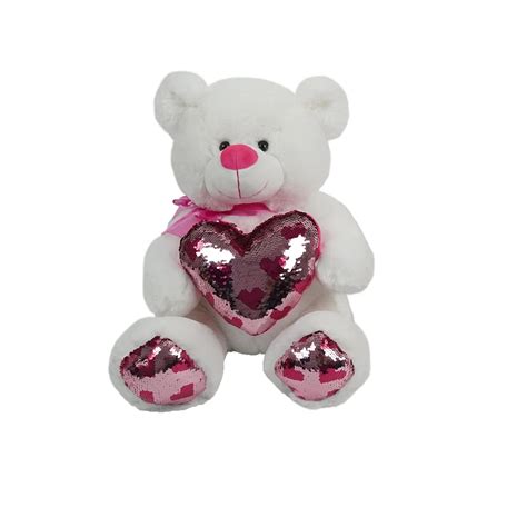 Hot Selling Valentines Day Bear With Sequin Heart Stuffed Plush Toy