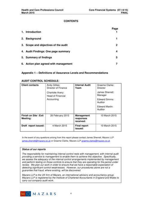 Audit Findings Report Template 2 Professional Templates Report