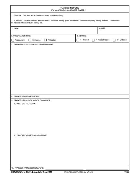 Usarec Form 350 12 Download Fillable Pdf Or Fill Online Training