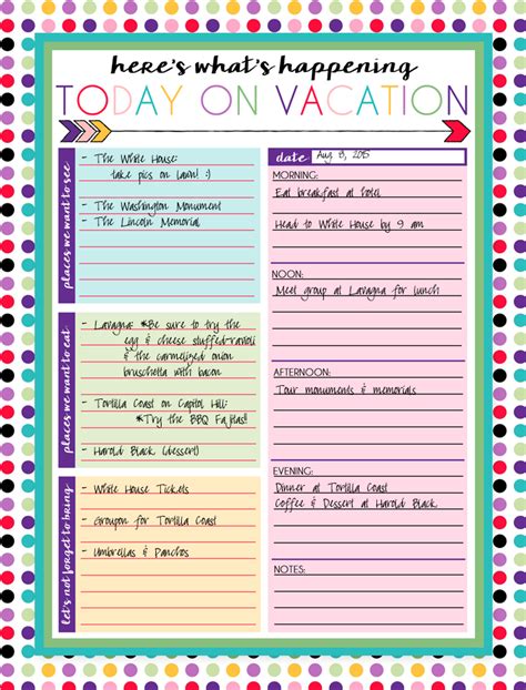 Free Printable Daily And Weekly Vacation Calendars Vacation Itinerary