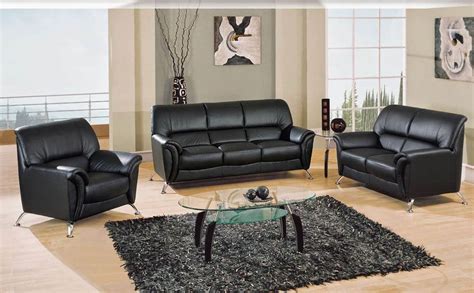 Black Leather Sofa Set Home Furniture Design