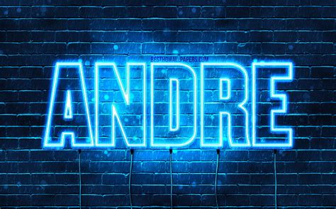 Andre With Names Horizontal Text Andre Name Blue Neon Lights With