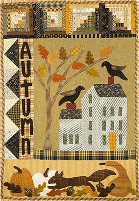 Primitive Folk Art Quilt Pattern Autumn Applique Quilt Pattern Fall