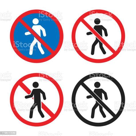 No Entry Signs No Pedestrian Icon Set Stock Illustration Download