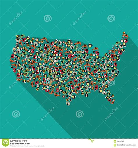 Flat Design Map Of The United States Stock Vector Image 66090645