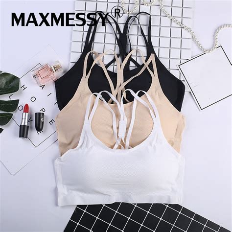 Maxmessy Sexy Backless Camisoles Women Malfunction Ice Silk Traceless Breathable Mesh Straps
