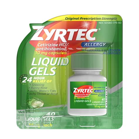 Zyrtec 24 Hour Allergy Relief Antihistamine Capsules 40 Ct