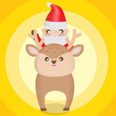 Santa Claus Sitting On Reindeer Vector Illustration Decorative Design Stock Vector