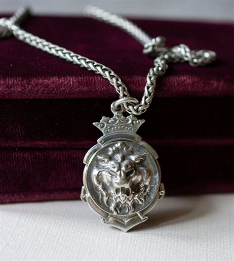 antique-lion-head-necklace-etsy-lion-head-necklace,-necklace-etsy,-necklace