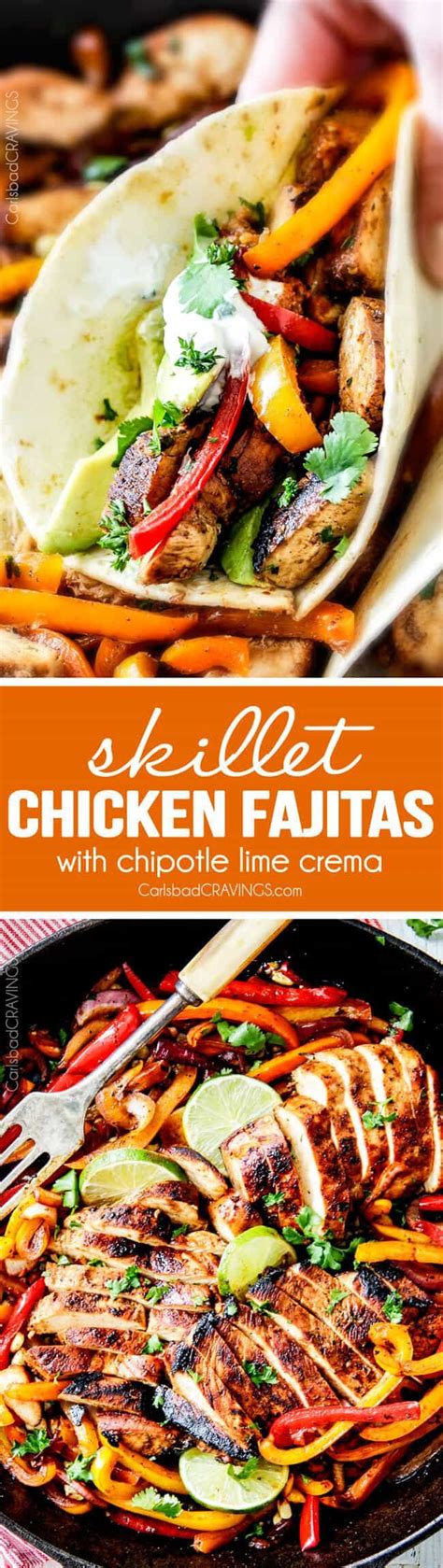 Easy Skillet Chicken Fajitas These Are The Best Chicken Fajitas The Marinade Is Seriously The