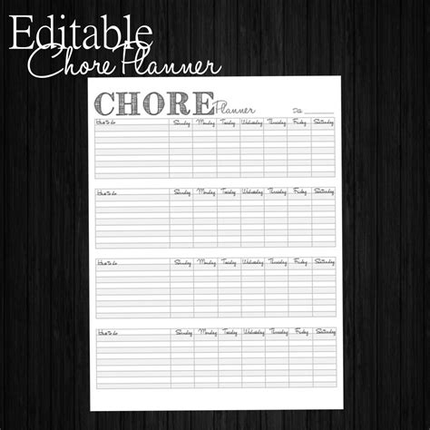 Editable chore charts for multiple children. Editable Chore Chart / Planner PDF Instant Download
