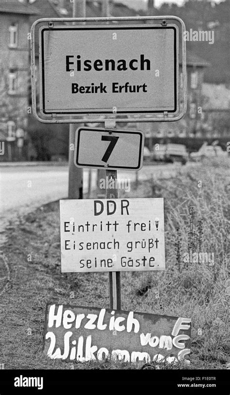 Sign Welcomes Visitors From The West In East Germany After The Wall