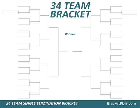 34 Team Bracket Single Elimination Printable Bracket In 14 Different