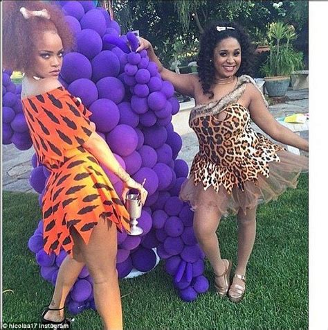 Rihanna Dons Pebbles Costume For Majestys Flintstones Themed Party