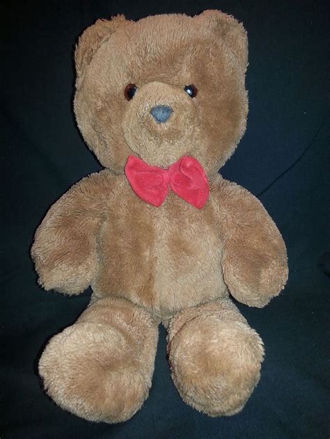 honey jo teddy bear dakin brown red bow tie vintage