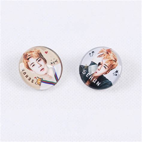 Youpop KPOP EXO SEHUN Album Brooch Pins Glass Badge Accessories For Clothes Hat Backpack