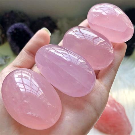 Large Rose Quartz Palm Stone Rose Quartz Polished Stones Etsy In 2021