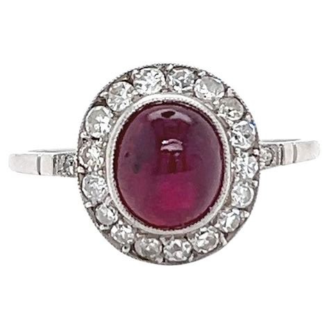 Art Deco Cabochon Ruby Diamond Platinum Ring At 1stdibs Ruby Art Deco