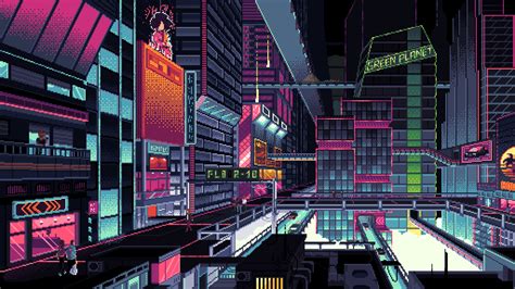 X Resolution Cyberpunk City Pixel Art K Wallpaper Wallpapers Den