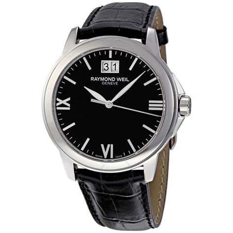 Raymond Weil Tradition Black Dial Black Leather Strap Men S Watch St Tradition