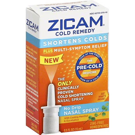 Zicam Cold Remedy With Cooling Menthol And Eucalyptus No Drip Nasal Spray Nasal Sprays Reasors