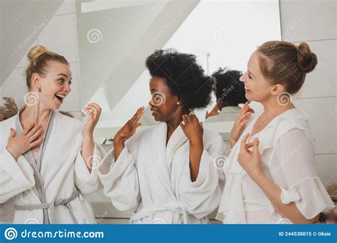 The Young Women Delighted With The Spa Day Stock Image Image Of