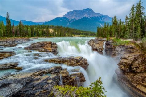 The Beautiful Athabasca Falls In Jasper National Park Canada Oc