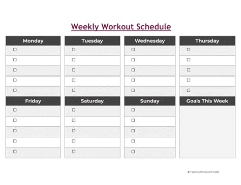 Weekly Workout Schedule Template Download Printable Pdf Templateroller