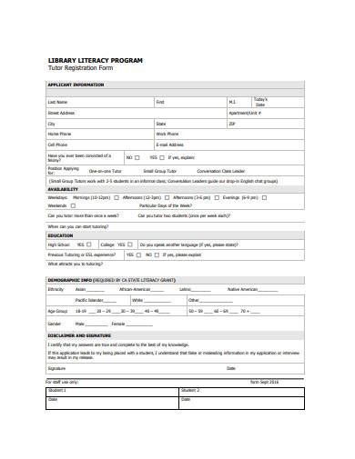 Free 13 Tutor Registration Form Samples In Ms Word Pdf