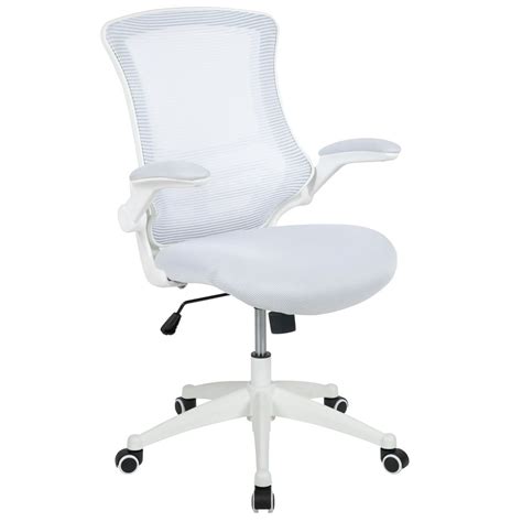 4125 White And Black Mid Back Swivel Task Office Chair With Flip Up