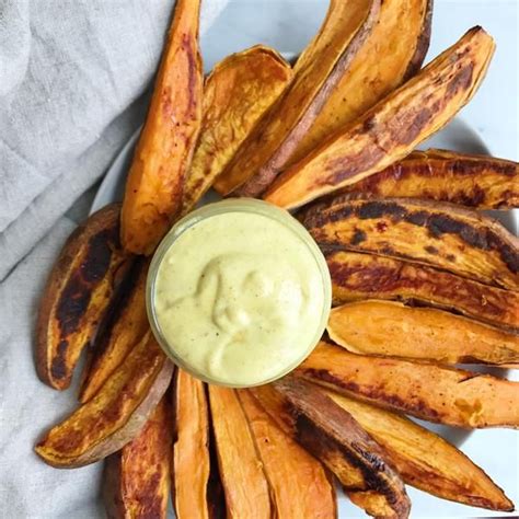 Drizzle olive oil on top. Maple Mustard Dipping Sauce & Sweet Potato Fries ...