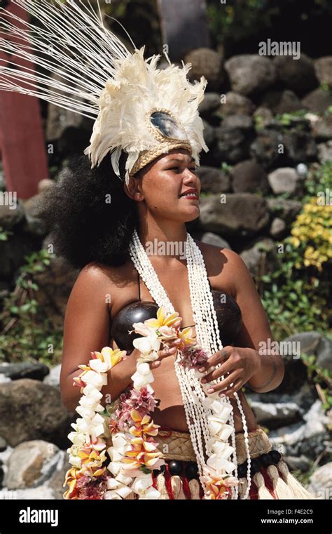 French Polynesia Moorea Polynesian Dancing Girl At Tiki Polynesian