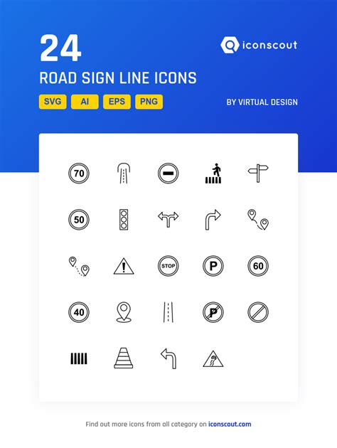 Road Sign Line Icon Pack 24 Line Icons Free Icon Packs Glyph Icon