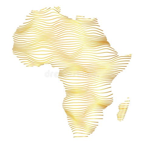 Abstract Map Of Africa Vector Illustration Of Striped Gold Colored