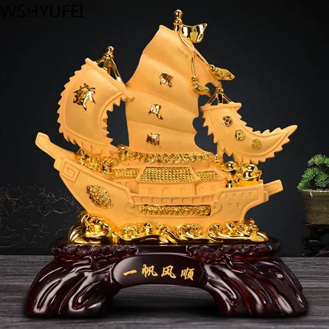 Chinese Lucky Fortune Wealth Ship Statue