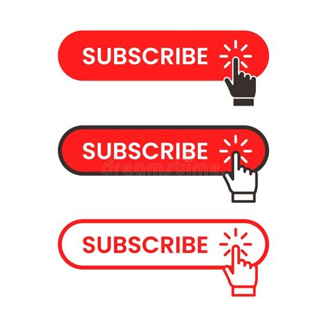Red And White Subscribe Button With Pointer And Hand Cursor Stock