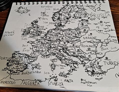 Hand Drawn Map Of Europe In 1444 Europe Map Hand Draw