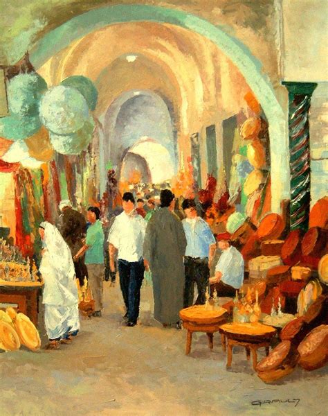 Dans Les Souks à Tunis Daniel Girault Artiste Peintre Graveur Et