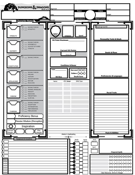 Dnd 5e Form Fillable Character Sheets Printable Forms Free Online