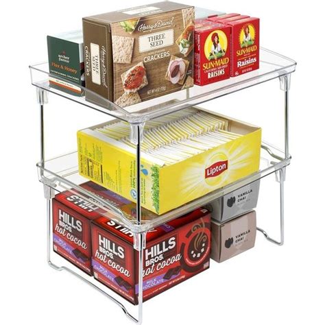2 Tier Stackable Storage Shelf Stand Foldable Organizer Rack For