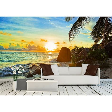 Wall26 Tropical Beach At Sunset Nature Background Removable Wall